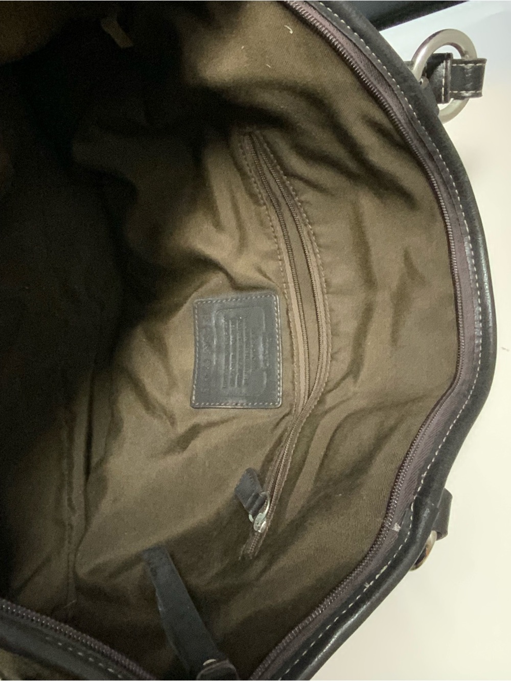 Coach Brown Tan Logo Large Shoulder Bag with Zipper and Brand Tag - Picture 4 of 6